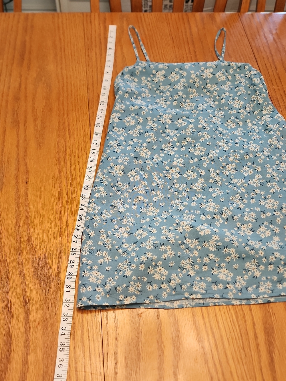 American Eagle Blue Floral Cotton Slip Dress with White Daisies - Picture 13 of 17